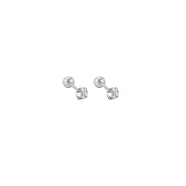 1 Pair Shiny Round Inlay Copper Zircon Ear Studs