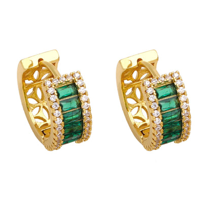 1 Pair Shiny Round Plating Inlay Copper Zircon 18k Gold Plated Hoop Earrings