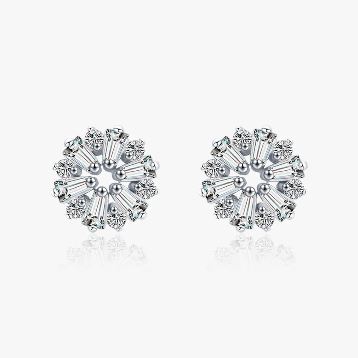 1 Pair Shiny Snowflake Sterling Silver Plating Inlay Zircon Rhodium Plated Ear Studs