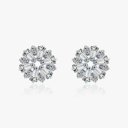 1 Pair Shiny Snowflake Sterling Silver Plating Inlay Zircon Rhodium Plated Ear Studs