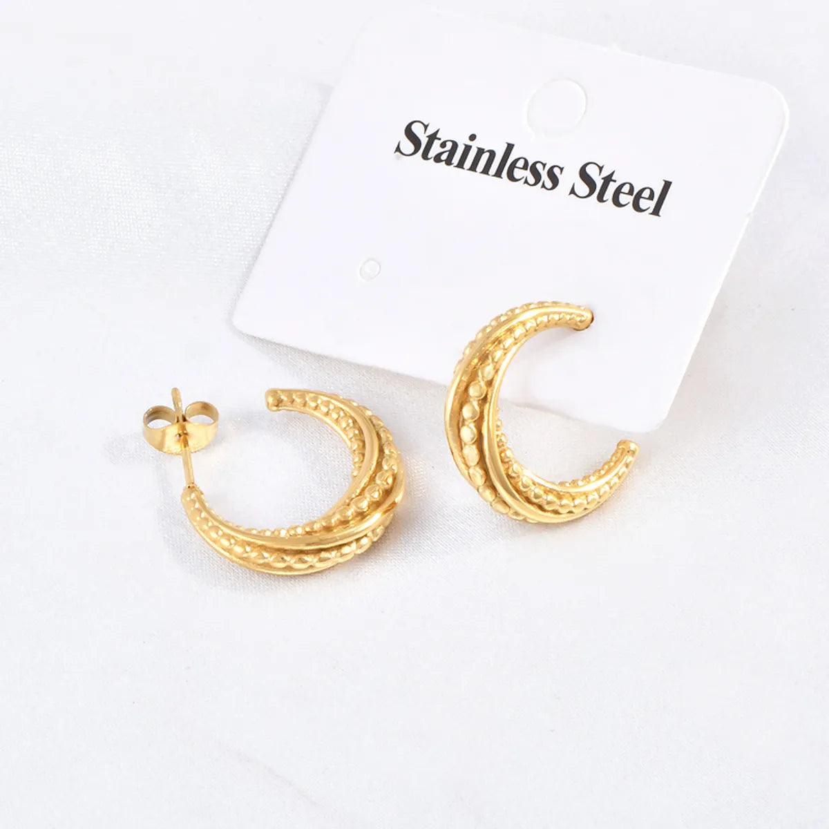 1 Pair Shiny Solid Color Plating 304 Stainless Steel 18K Gold Plated Ear Studs