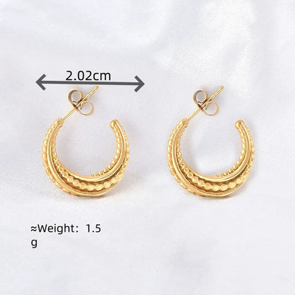 1 Pair Shiny Solid Color Plating 304 Stainless Steel 18K Gold Plated Ear Studs