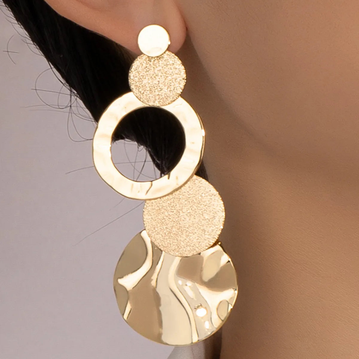 1 Pair Shiny Solid Color Plating Ferroalloy 14k Gold Plated Drop Earrings