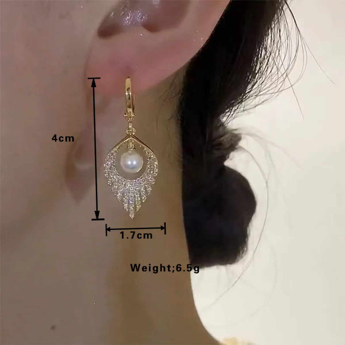 1 Pair Shiny Solid Color Plating Inlay Alloy Rhinestones Gold Plated Drop Earrings