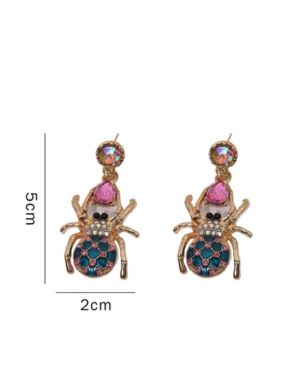 1 Pair Shiny Spider Plating Inlay Alloy Rhinestones Drop Earrings