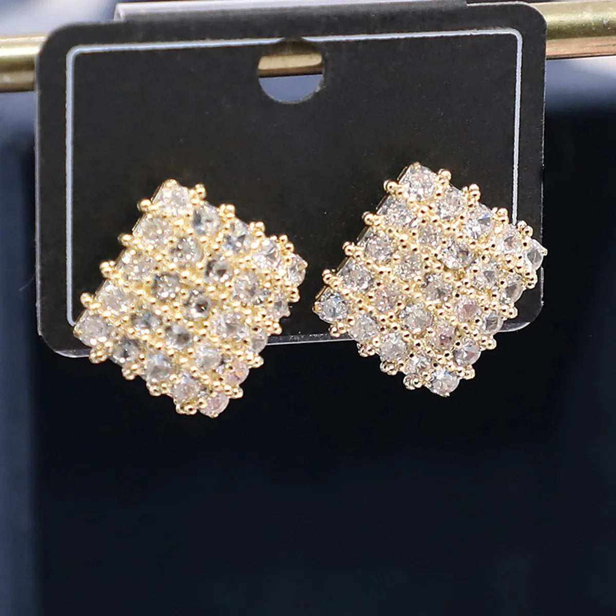 1 Pair Shiny Square Inlay Copper Zircon Ear Studs