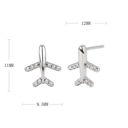 1 Pair Simple Style Airplane Plating Inlay Sterling Silver Zircon Ear Studs