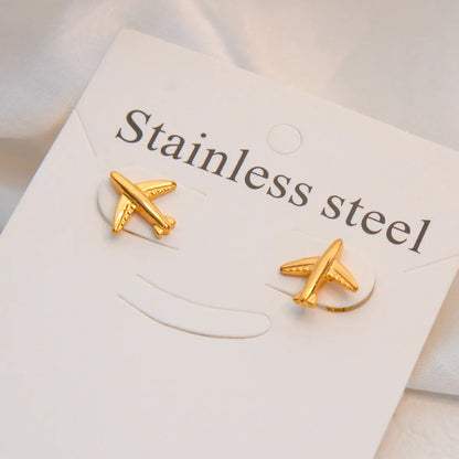 1 Pair Simple Style Airplane Plating Stainless Steel Ear Studs