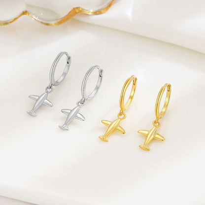 1 Pair Simple Style Airplane Plating Sterling Silver Drop Earrings