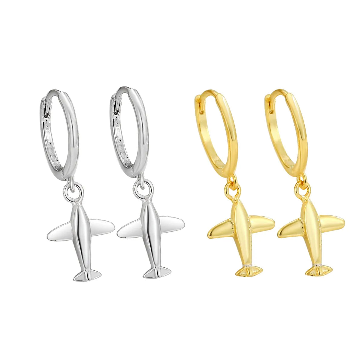 1 Pair Simple Style Airplane Plating Sterling Silver Drop Earrings