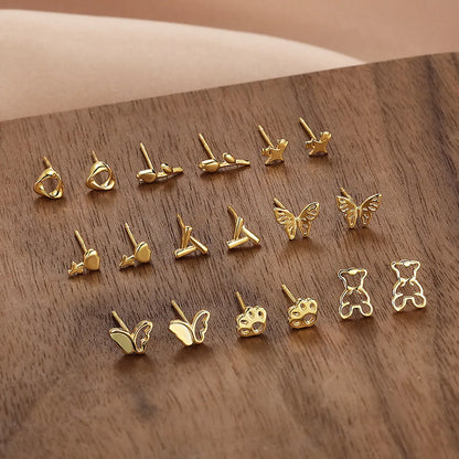 1 Pair Simple Style Animal Butterfly Sterling Silver Ear Studs