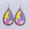 1 Pair Simple Style Animal Cartoon Character Water Droplets Wood Drop Earrings