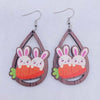 1 Pair Simple Style Animal Cartoon Character Water Droplets Wood Drop Earrings