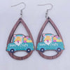 1 Pair Simple Style Animal Cartoon Character Water Droplets Wood Drop Earrings