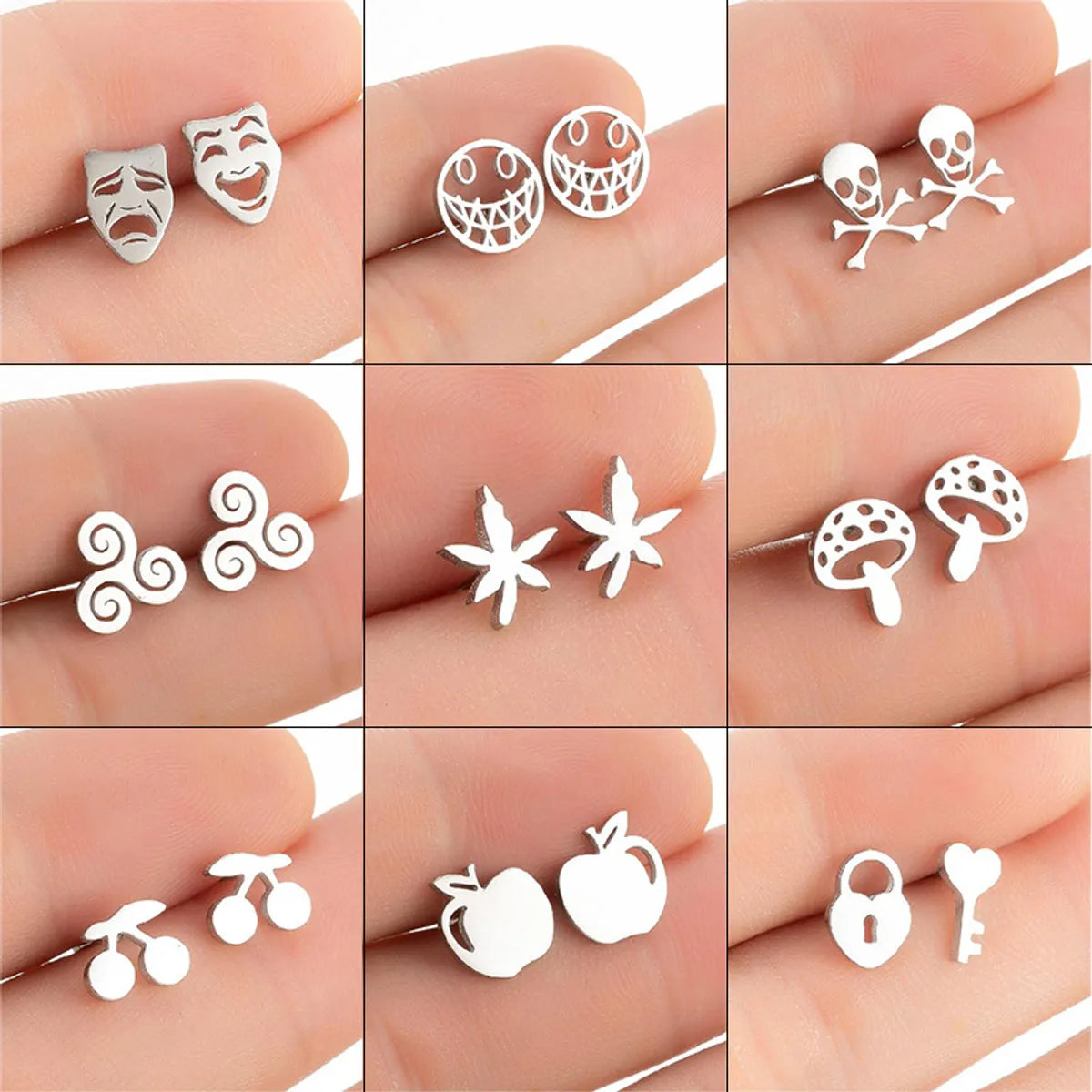 1 Pair Simple Style Apple Stainless Steel Irregular Ear Studs