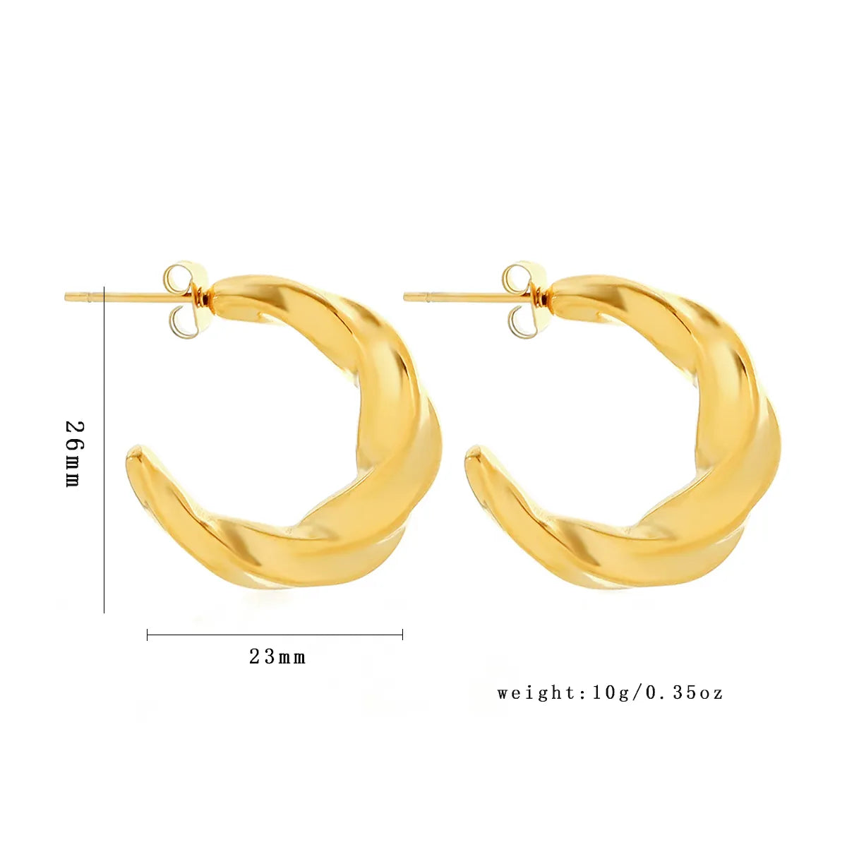 1 Pair Simple Style Artistic C Shape Twist Irregular Stainless Steel Ear Studs