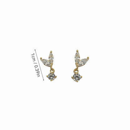 1 Pair Simple Style Artistic Geometric Inlay Sterling Silver Zircon Ear Studs