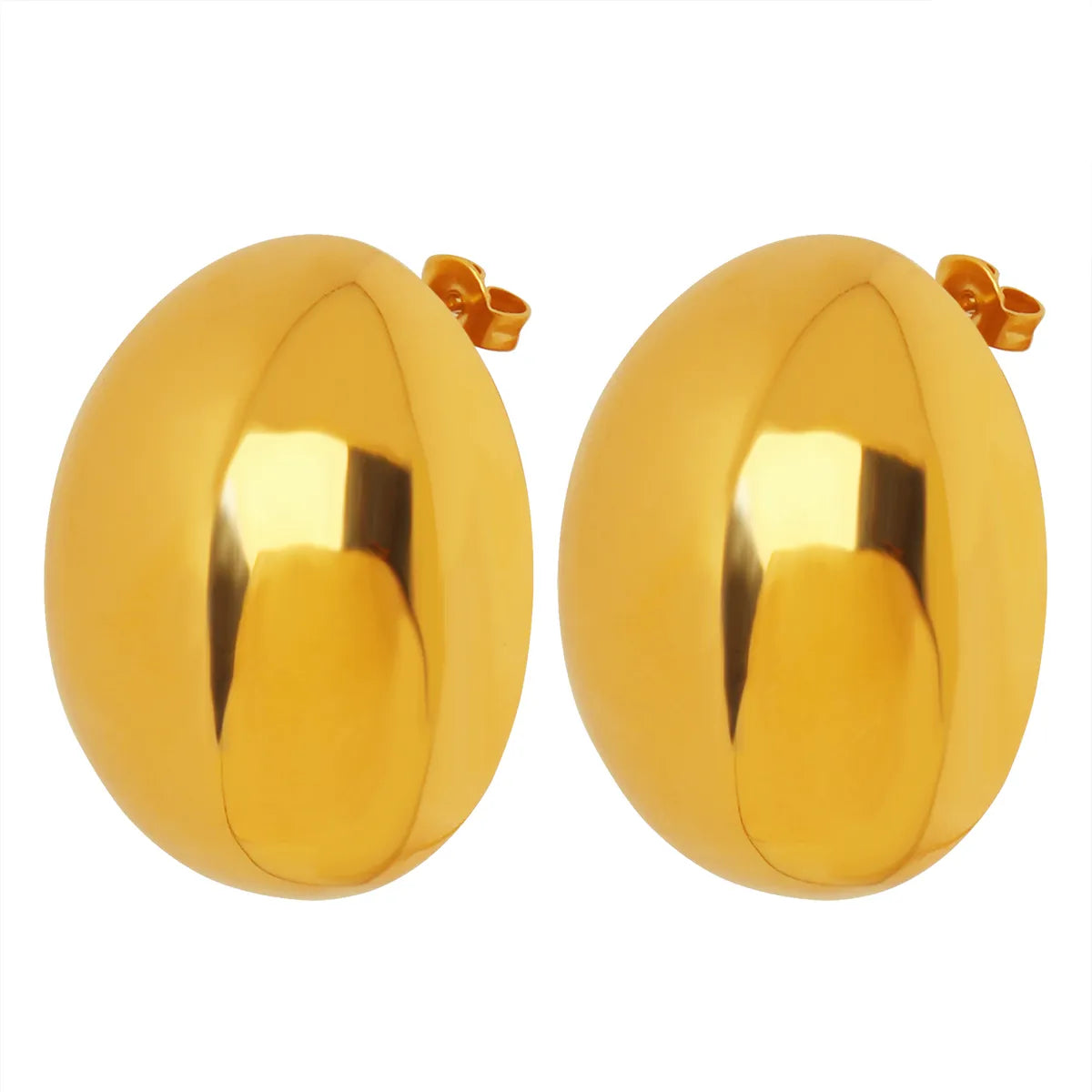 1 Pair Simple Style Artistic Oval Titanium Steel Plating 18k Gold Plated Ear Studs