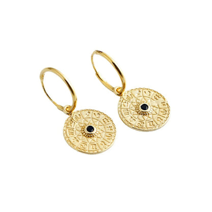 1 Pair Simple Style Astrolabe Plating Sterling Silver 18k Gold Plated White Gold Plated Drop Earrings