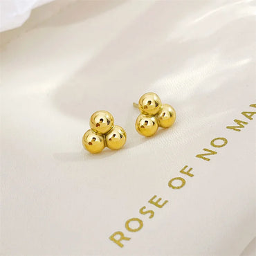 1 Pair Simple Style Ball Patchwork Plating 304 Stainless Steel White Gold Plated Gold Plated Ear Studs