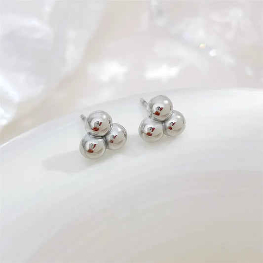 1 Pair Simple Style Ball Patchwork Plating 304 Stainless Steel White Gold Plated Gold Plated Ear Studs