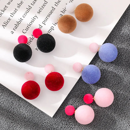 1 Pair Simple Style Ball Plating Flocking Metal Ear Studs