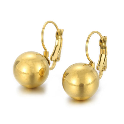 1 Pair Simple Style Ball Plating 304 Stainless Steel 18K Gold Plated Drop Earrings