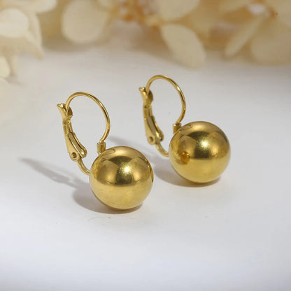 1 Pair Simple Style Ball Plating 304 Stainless Steel 18K Gold Plated Drop Earrings