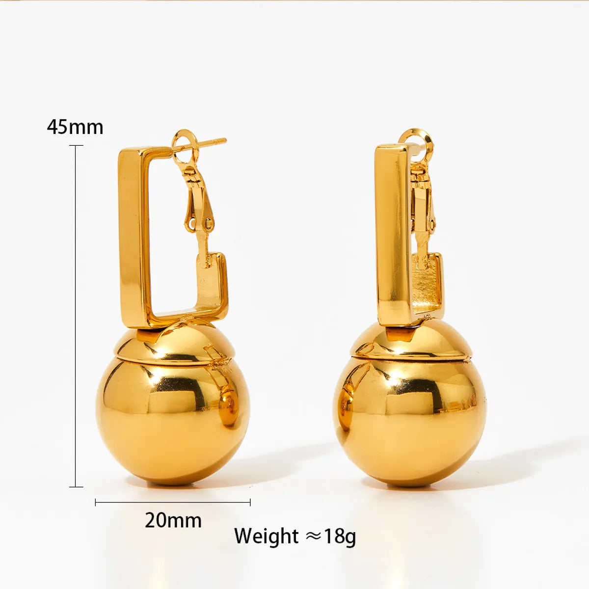 1 Pair Simple Style Ball Polishing Plating Stainless Steel 14k Gold Plated White Gold Plated Gold Plated Drop Earrings