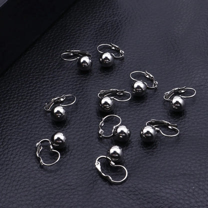 1 Pair Simple Style Ball Solid Color Plating Titanium Steel Hoop Earrings