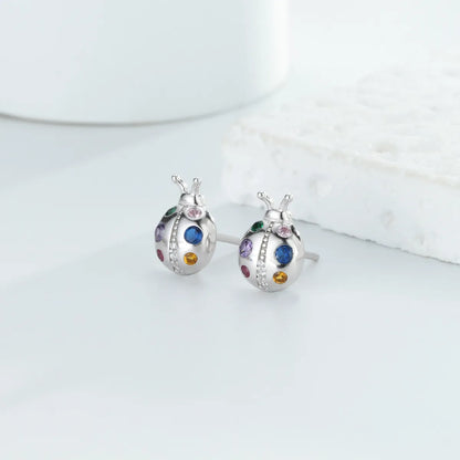 1 Pair Simple Style Beetles Plating Inlay Sterling Silver Zircon White Gold Plated Gold Plated Ear Studs