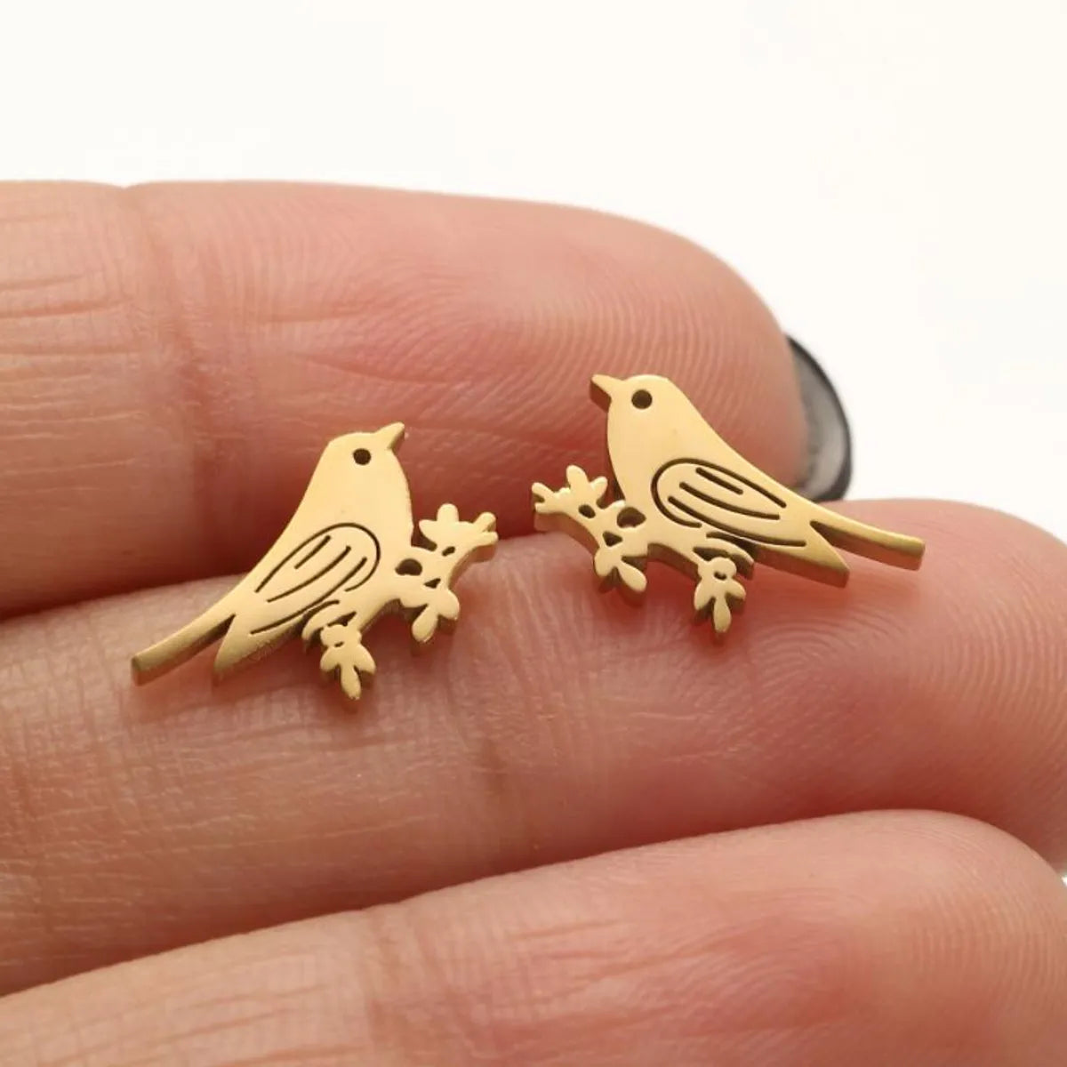 1 Pair Simple Style Bird Plating 304 Stainless Steel 18K Gold Plated Ear Studs