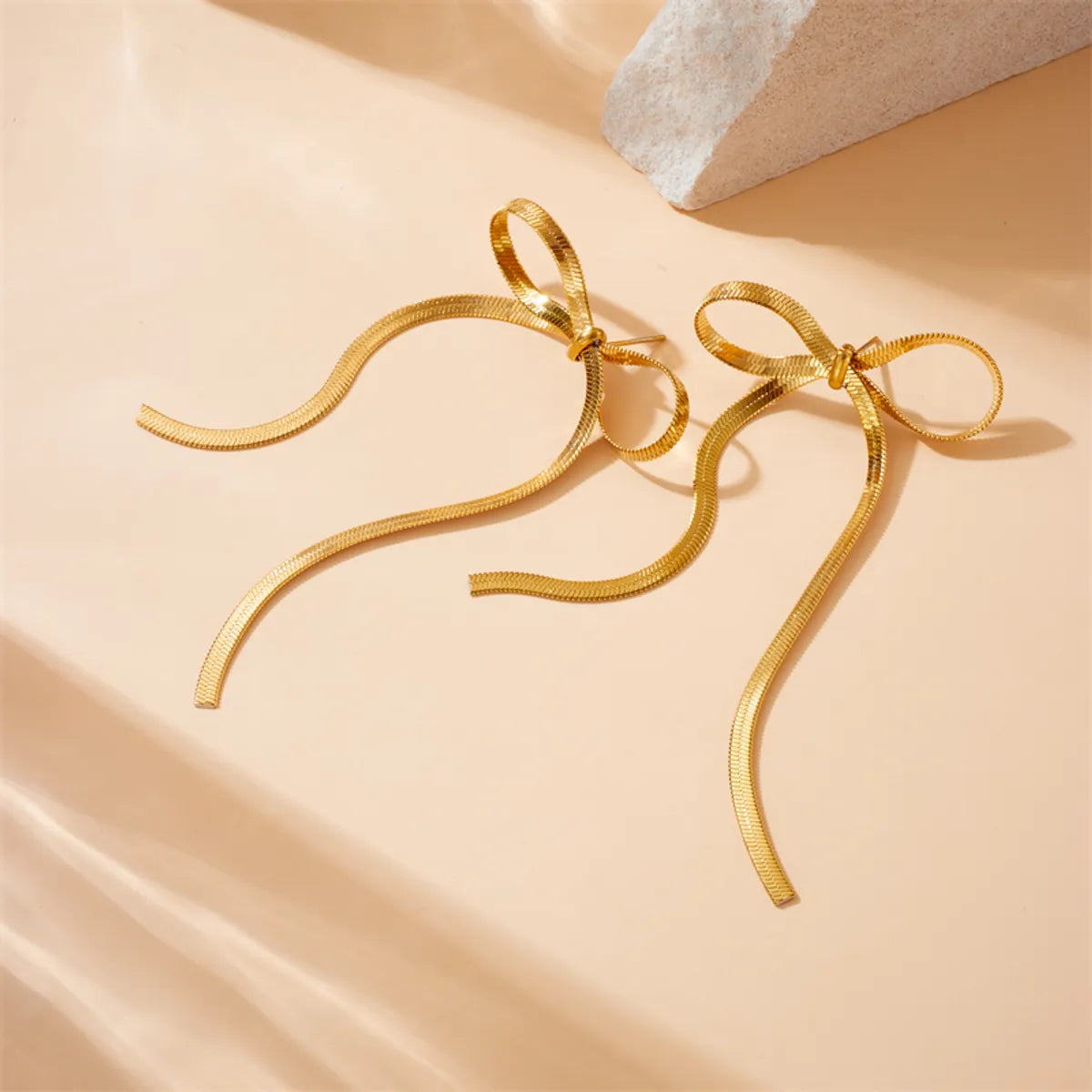 1 Pair Simple Style Bow Knot 304 Stainless Steel 18K Gold Plated Drop Earrings