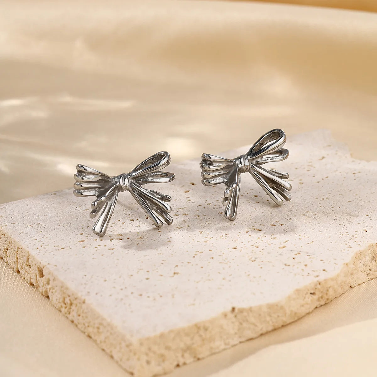 1 Pair Simple Style Bow Knot 304 Stainless Steel Ear Studs