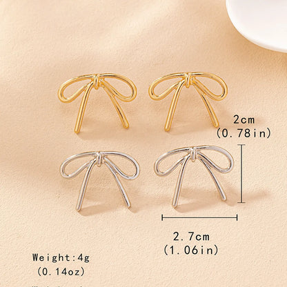 1 Pair Simple Style Bow Knot Alloy Zinc Ear Studs