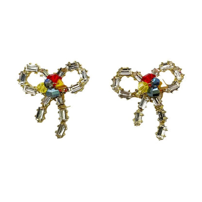 1 Pair Simple Style Bow Knot Inlay Alloy Zircon Ear Studs