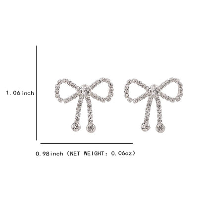 1 Pair Simple Style Bow Knot Inlay Copper Zircon Ear Studs