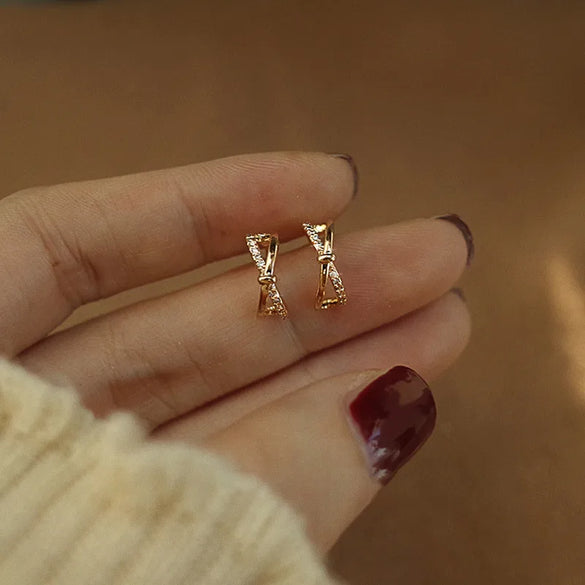 1 Pair Simple Style Bow Knot Inlay Sterling Silver Zircon Ear Studs