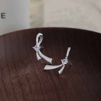 1 Pair Simple Style Bow Knot Inlay Sterling Silver Zircon Ear Studs