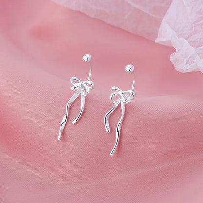 1 Pair Simple Style Bow Knot Plating Copper Silver Plated Ear Studs