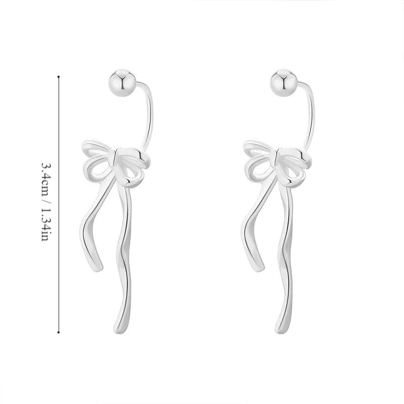 1 Pair Simple Style Bow Knot Plating Copper Silver Plated Ear Studs