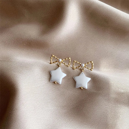 1 Pair Simple Style Bow Knot Plating Inlay Alloy Artificial Pearls Gold Plated Drop Earrings