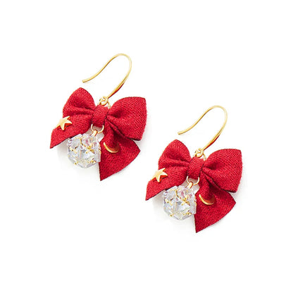 1 Pair Simple Style Bow Knot Plating Inlay Copper Zircon Silver Plated Drop Earrings Earrings