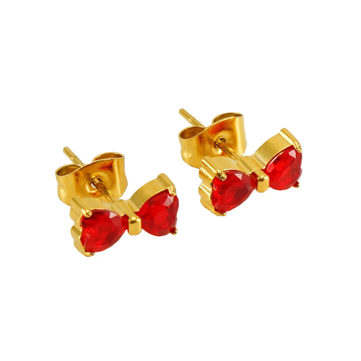 1 Pair Simple Style Bow Knot Plating Inlay Stainless Steel Zircon Ear Studs