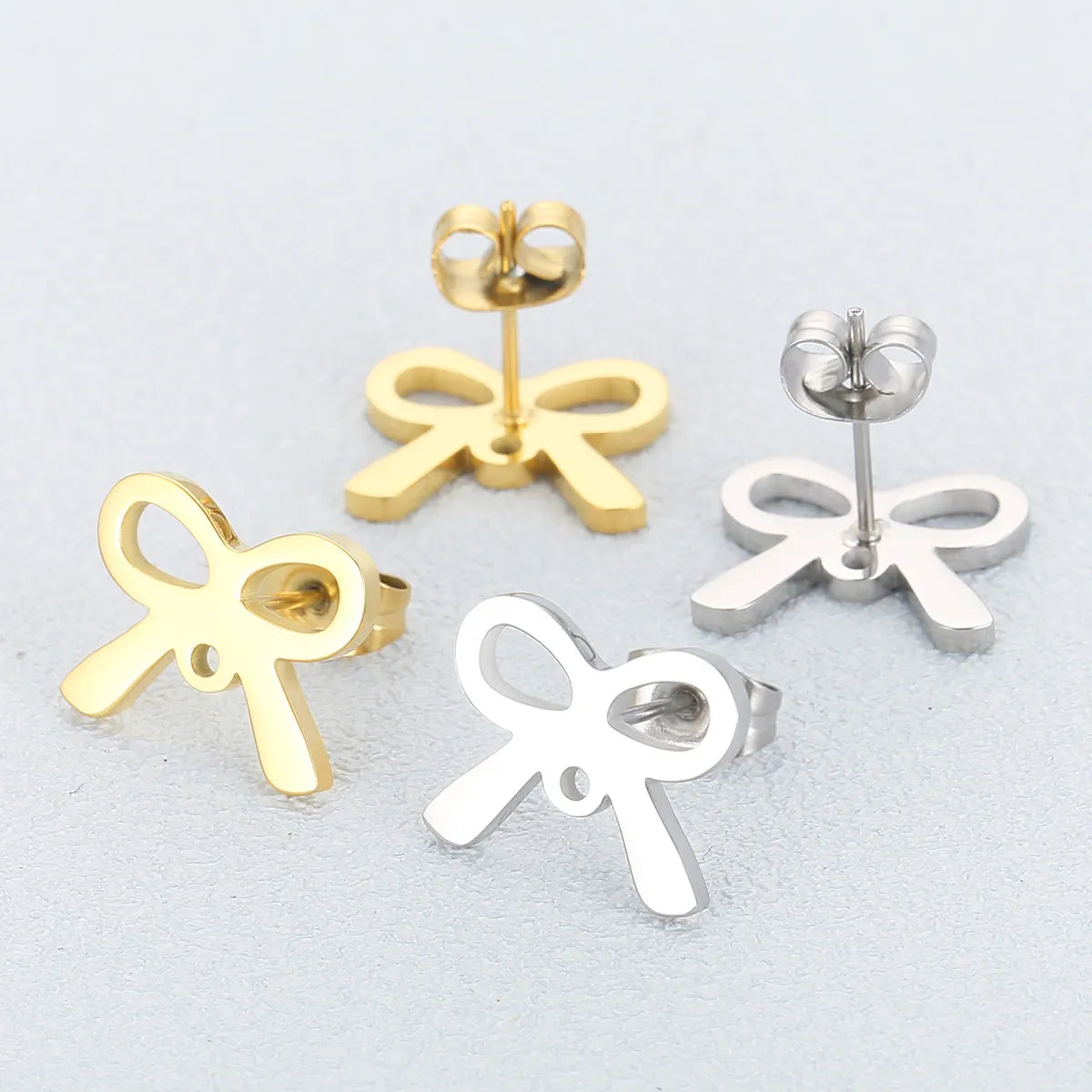 1 Pair Simple Style Bow Knot Plating Stainless Steel Ear Studs