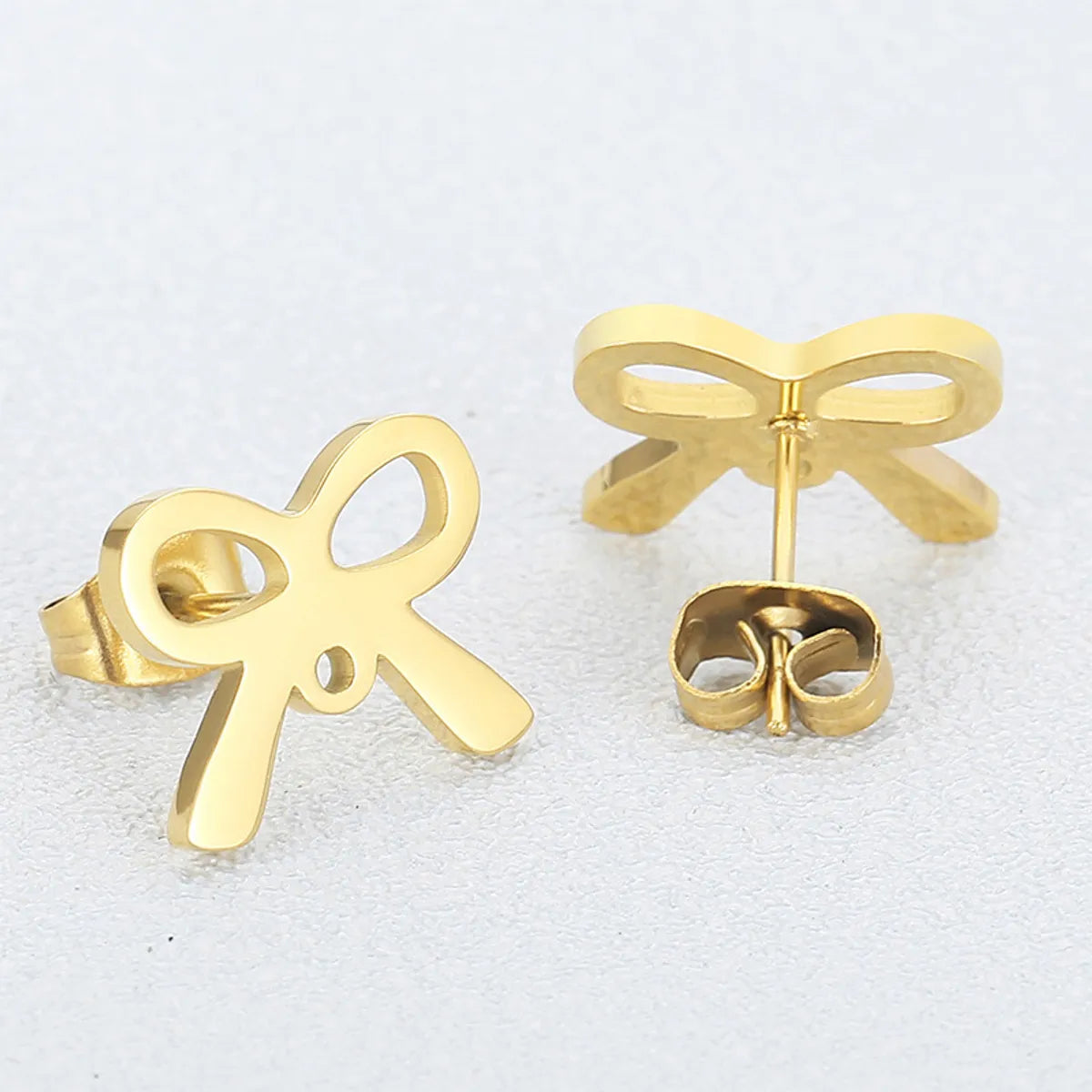 1 Pair Simple Style Bow Knot Plating Stainless Steel Ear Studs