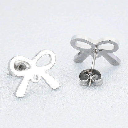 1 Pair Simple Style Bow Knot Plating Stainless Steel Ear Studs