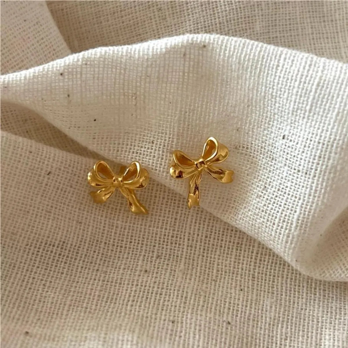 1 Pair Simple Style Bow Knot Plating Sterling Silver Gold Plated Ear Studs