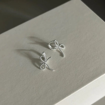 1 Pair Simple Style Bow Knot Plating Sterling Silver Hoop Earrings