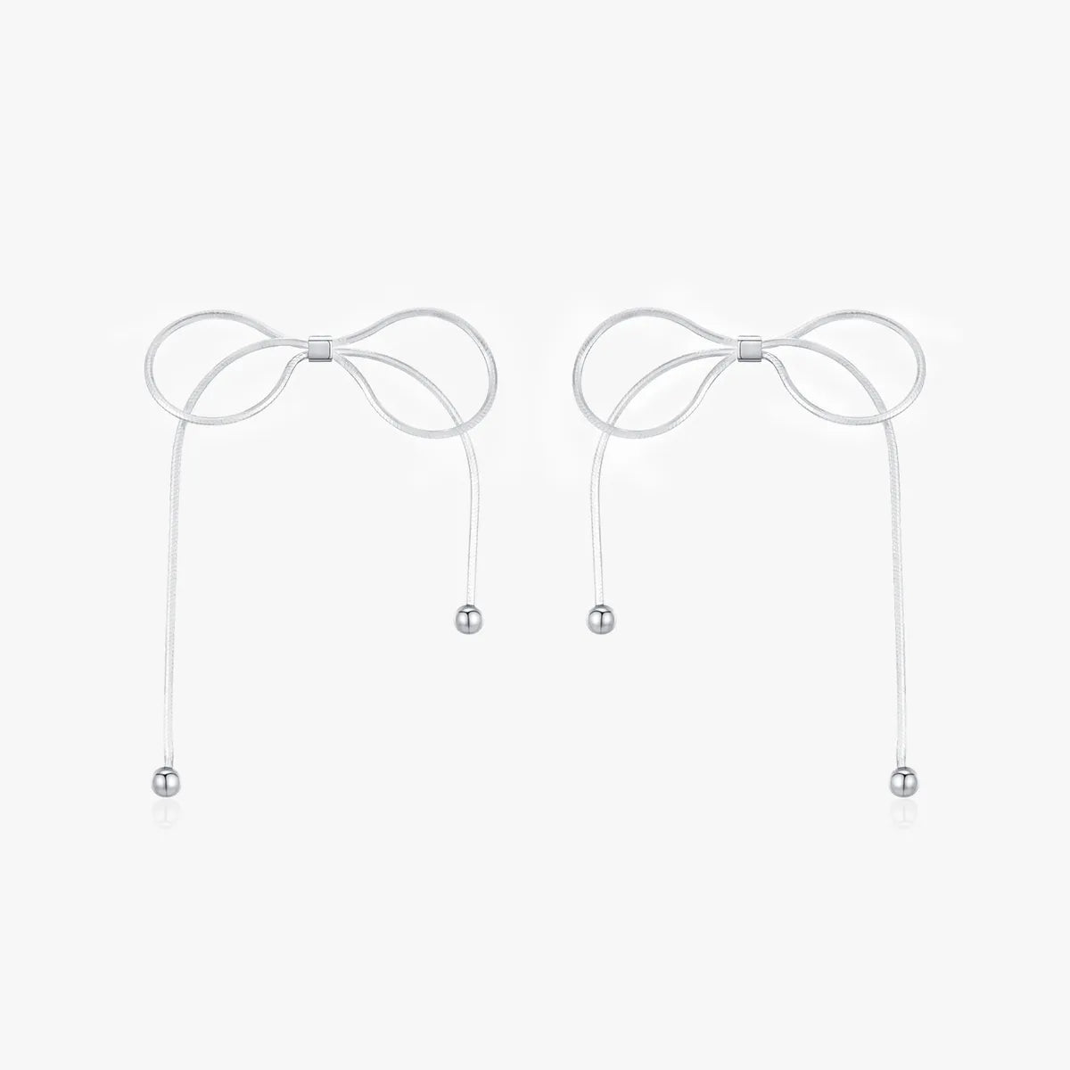 1 Pair Simple Style Bow Knot Plating Sterling Silver Rhodium Plated Ear Studs